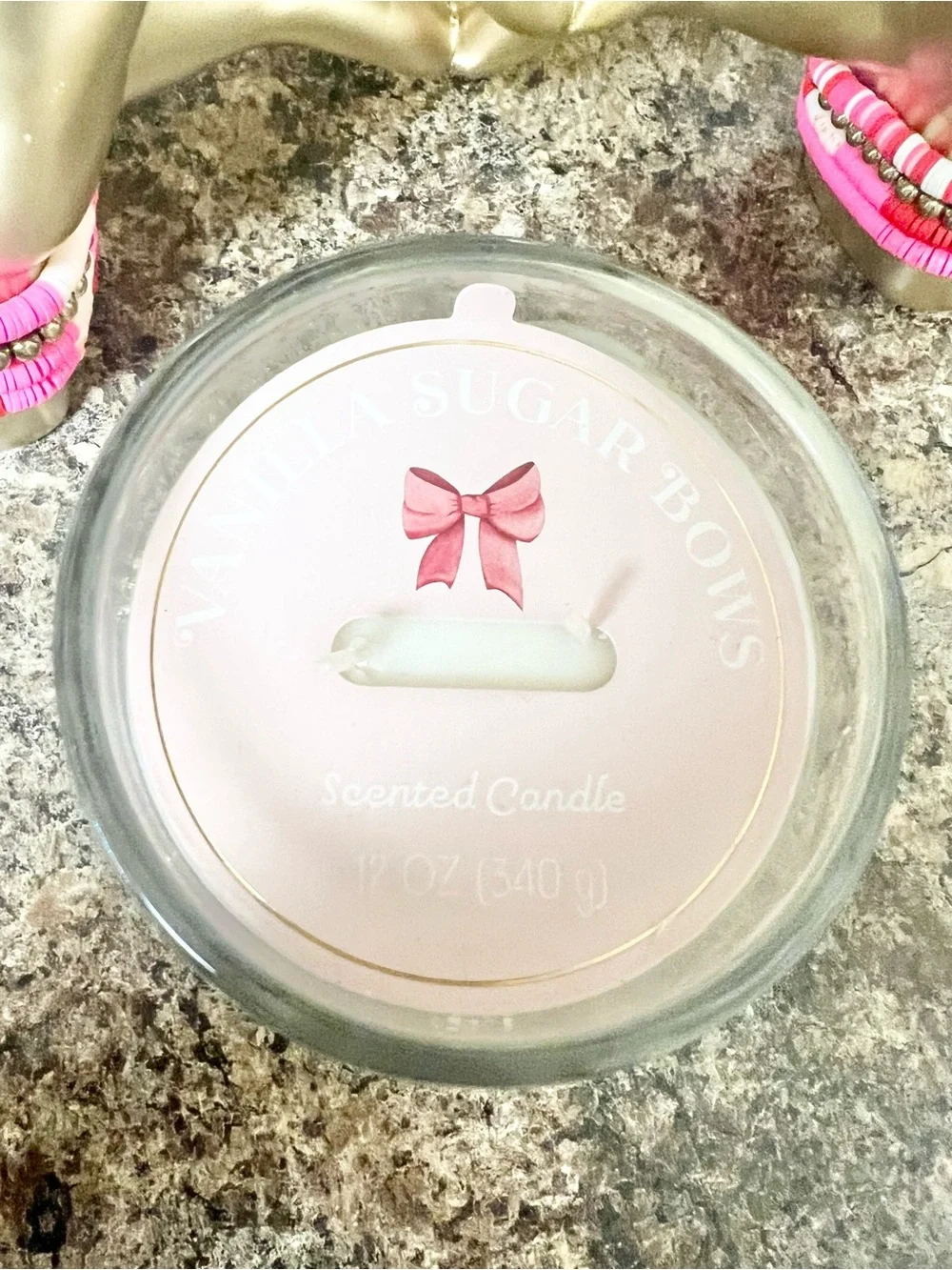 Decorative White Vanilla Sugar Accent Bow Candle - 12 Oz.